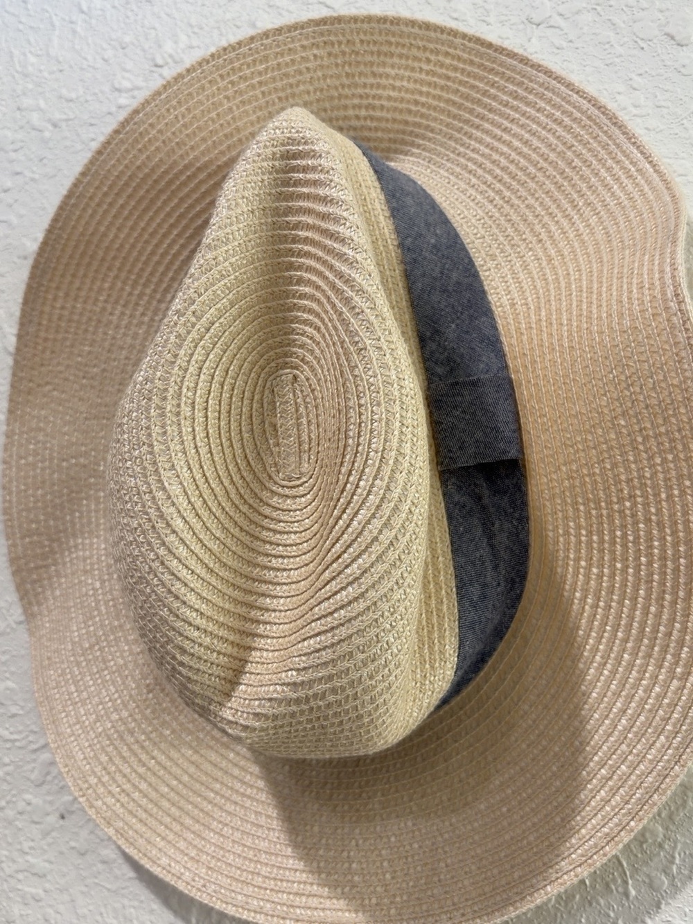 Banana Republic Beige Straw Hat with Gray Band